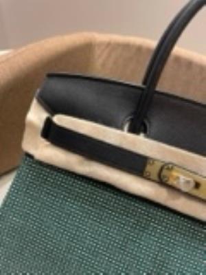 wholesale quality hermes birkin 25 swift green black toile quadrille ghw